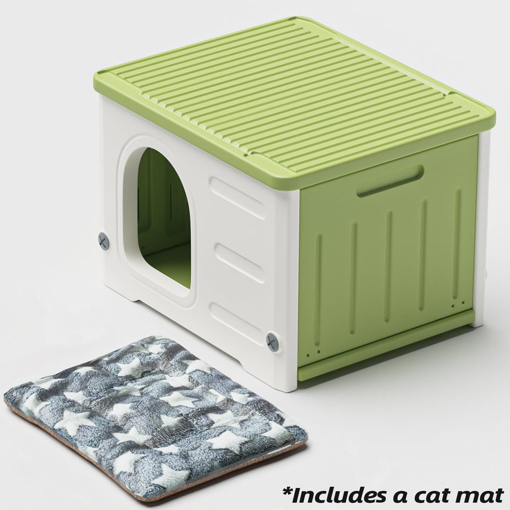 TSEHOOHOO plastic cat house spacious interior fits two adult cats
