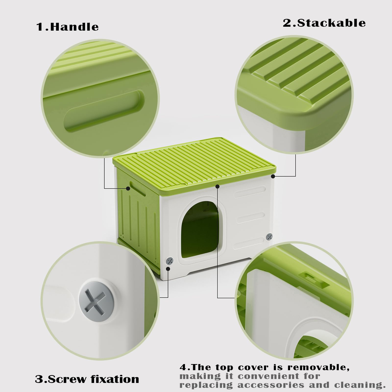 TSEHOOHOO plastic cat house easy assembly and removable top for cleaning