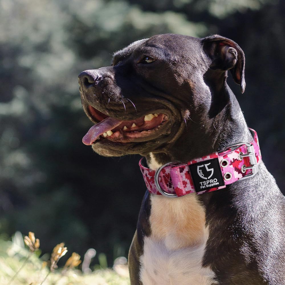 TSPRO Camouflage green collar sized for medium to large dogs for outdoor activities.