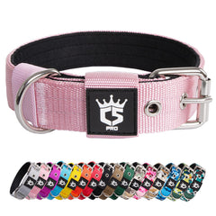 tspro pink tactical dog collar with D-ring for secure leash attachment.