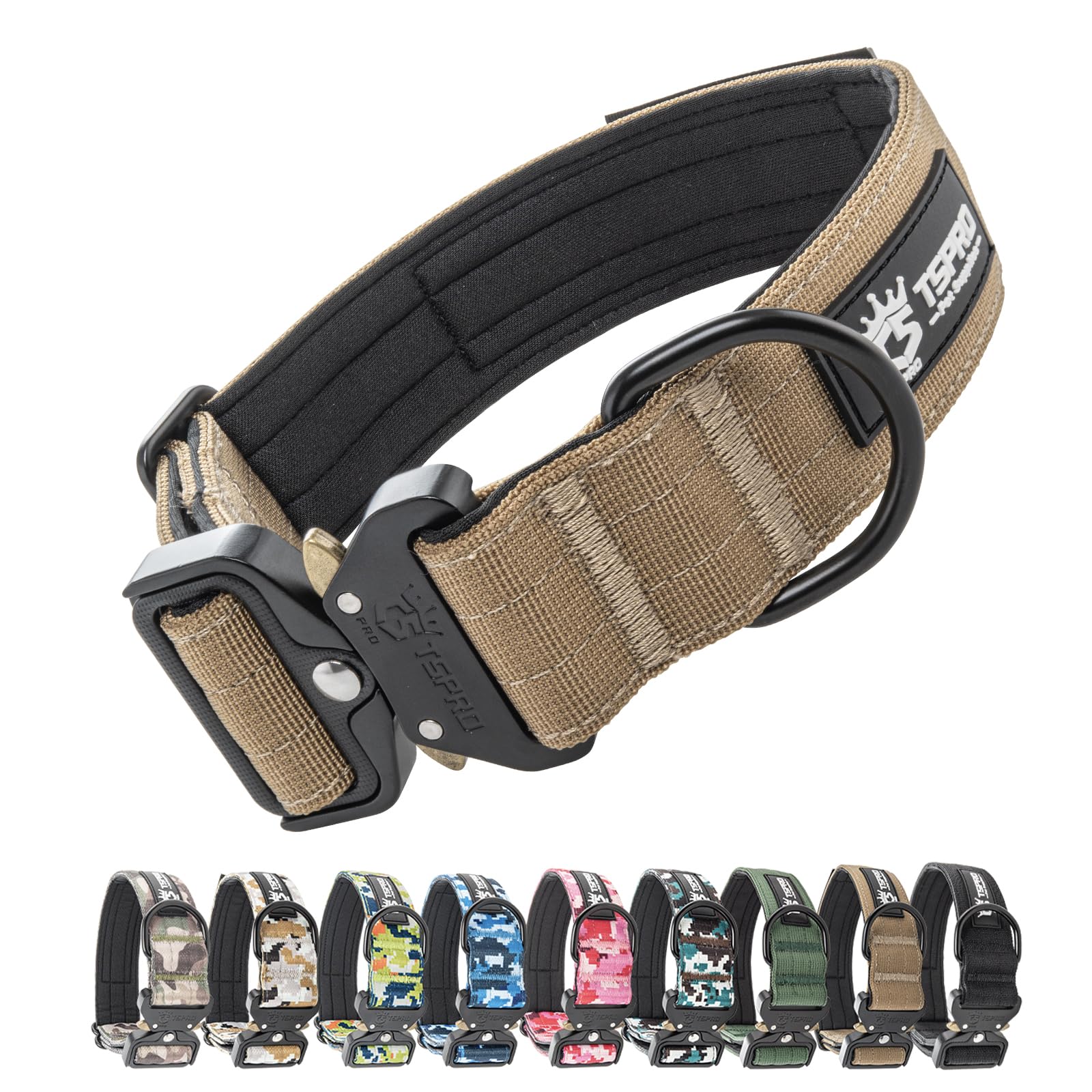 TSPRO Premium Dog Collar with patch panel for personalized patches during adventures