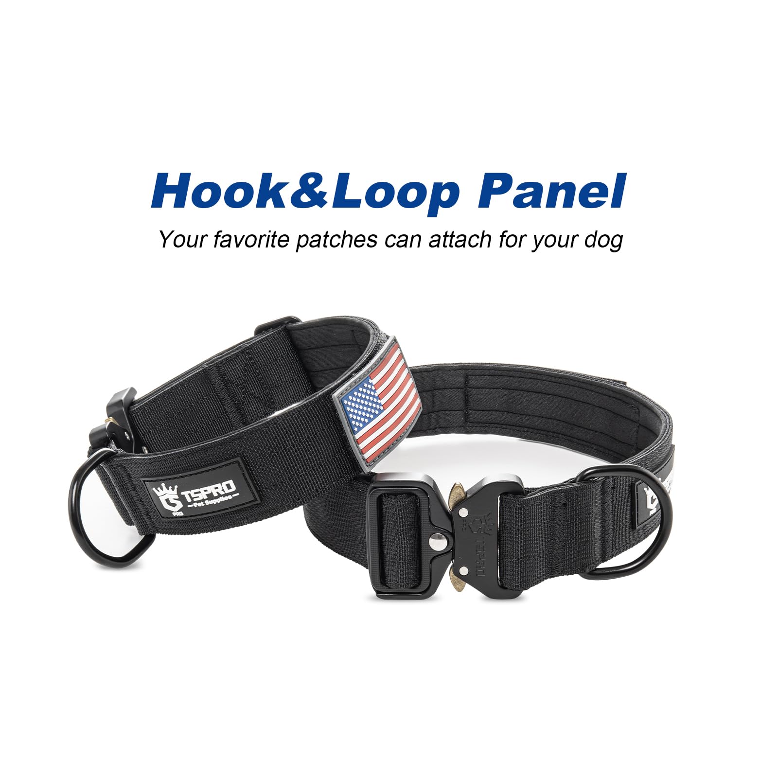 TSPRO Premium Dog Collar patch panel for morale patches and IDs