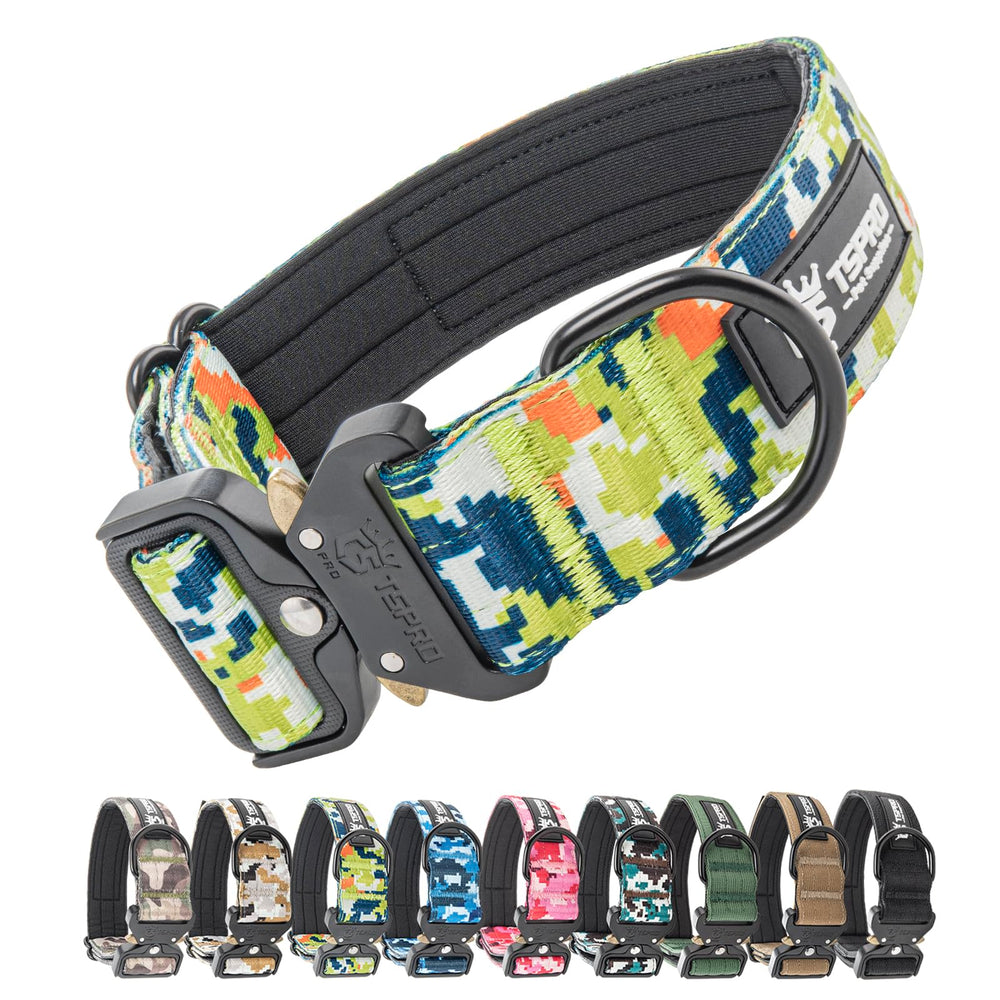 TSPRO Premium dog collar with patch panel for customizable name patches.