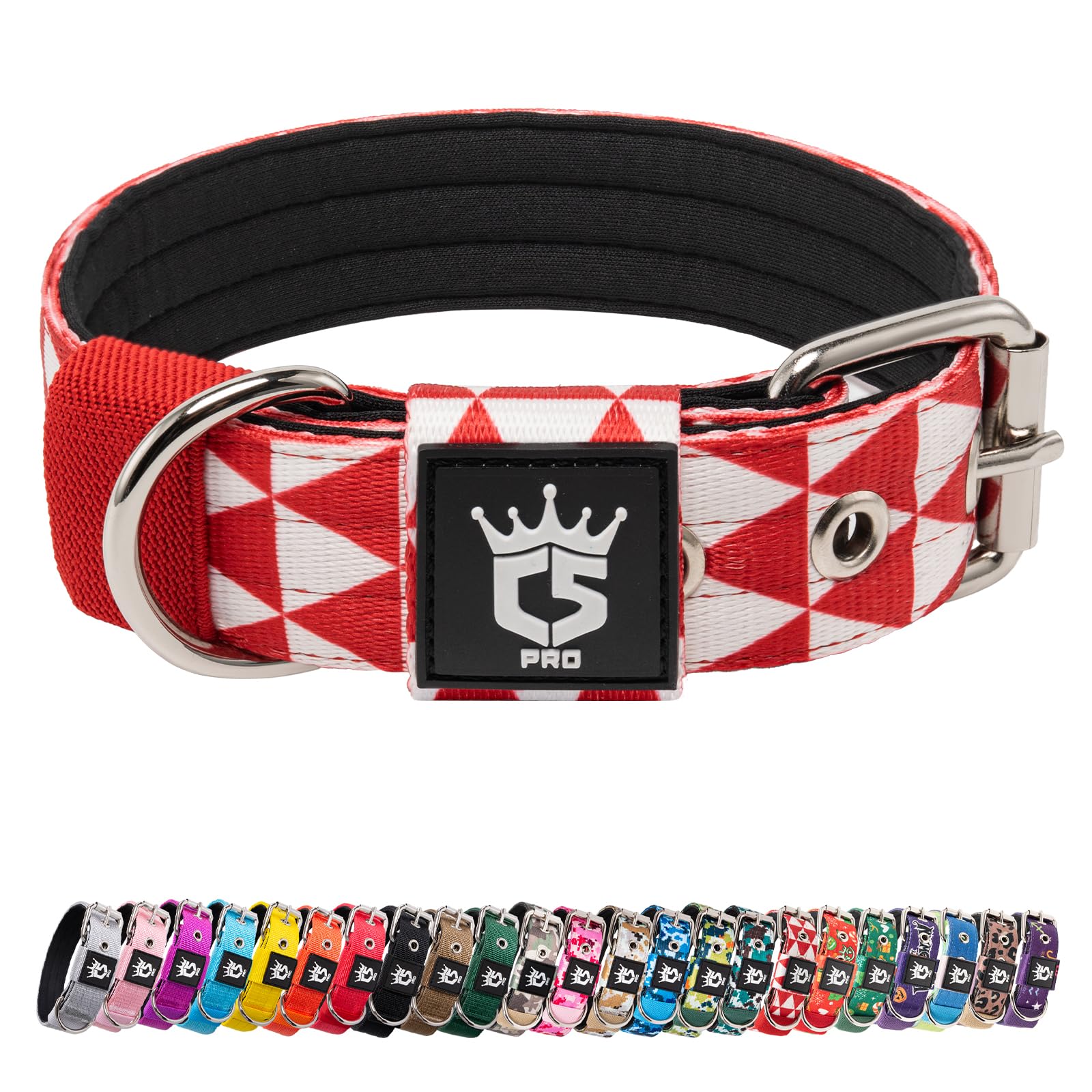 TSPRO Tactical Dog Collar close-up showing 1.25-inch width and sturdy D-ring for leash control