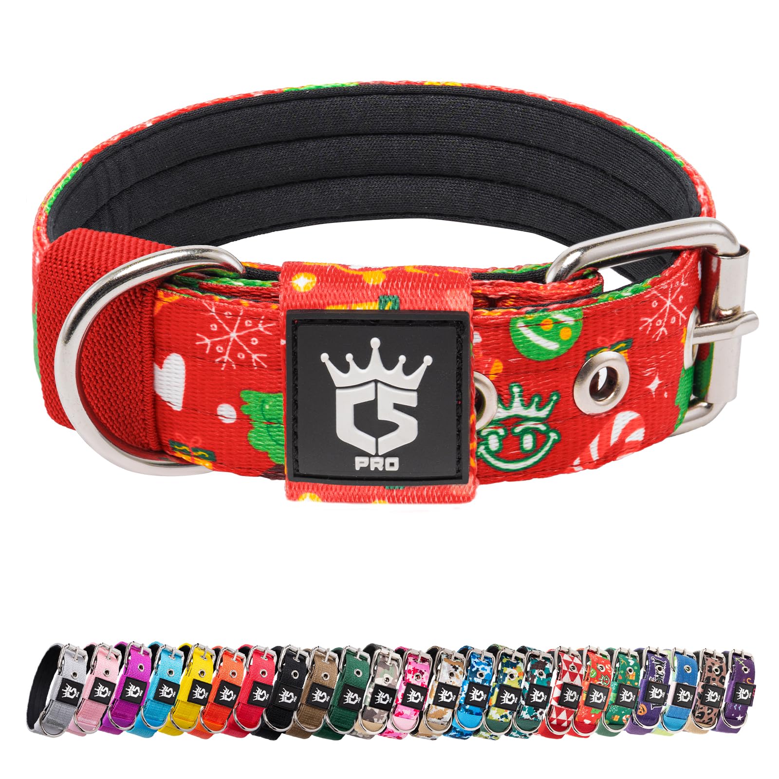 TSPRO tactical dog collar 1.25-inch wide with heavy-duty buckle for secure daily walks.