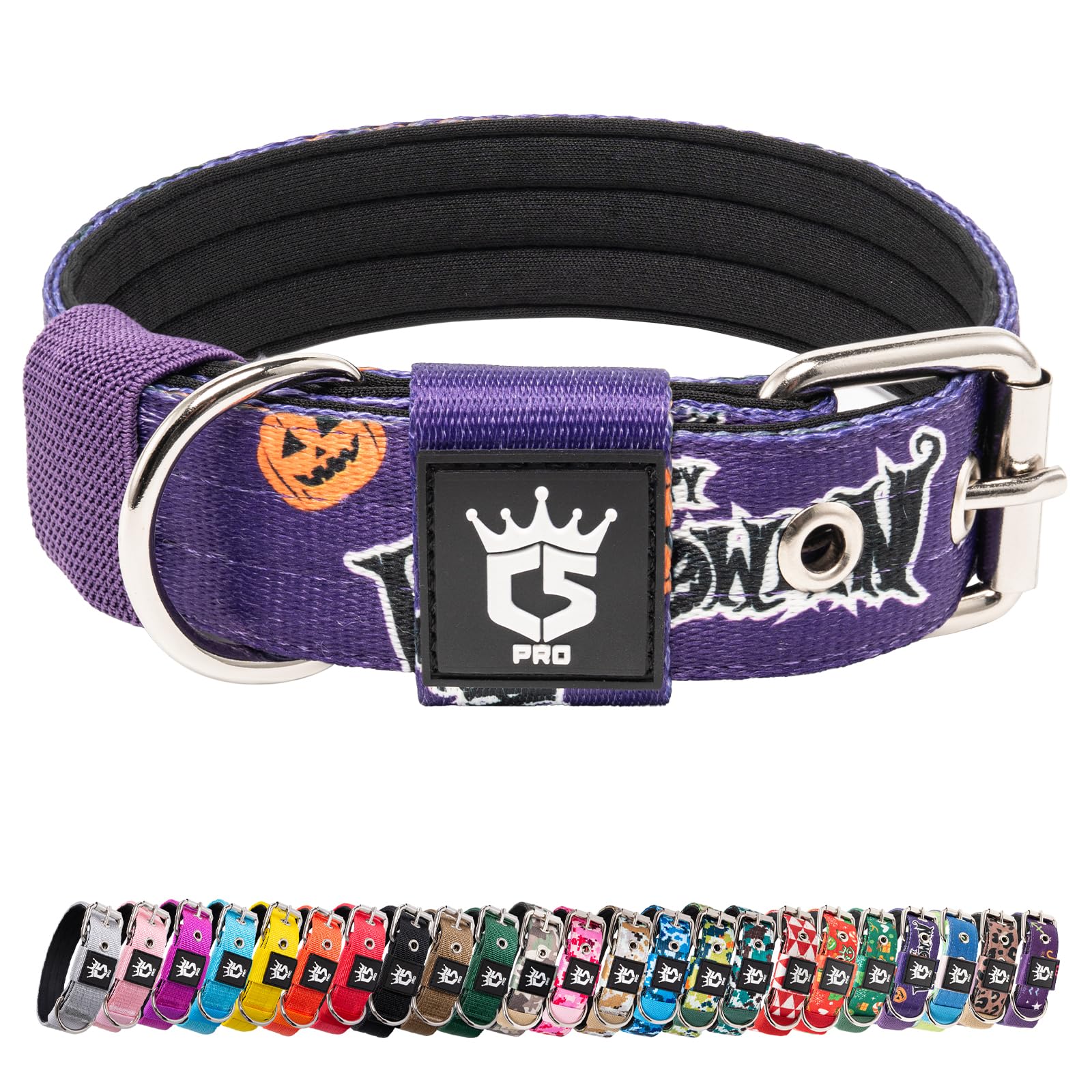 TSPRO tactical dog collar 1.25-inch wide with heavy-duty buckle for secure daily walks
