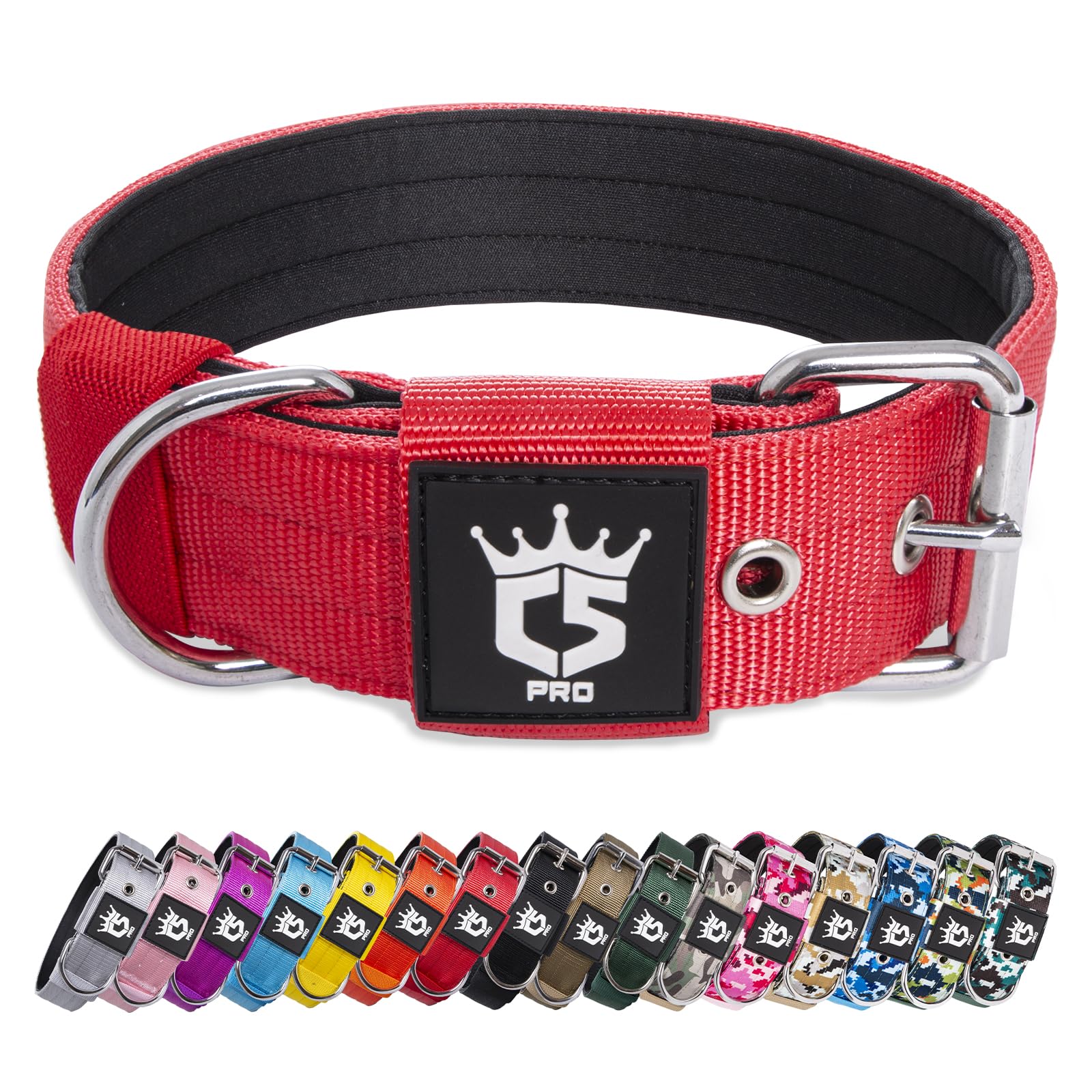TSPRO tactical dog collar with 4 adjustable points for a snug fit