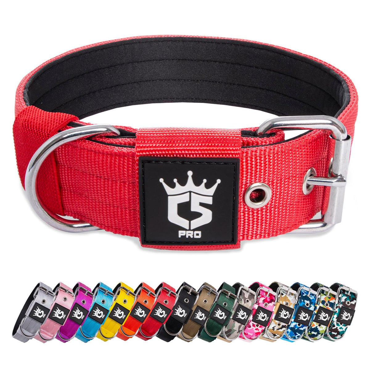 TSPRO tactical dog collar with 4 adjustable points for a snug fit