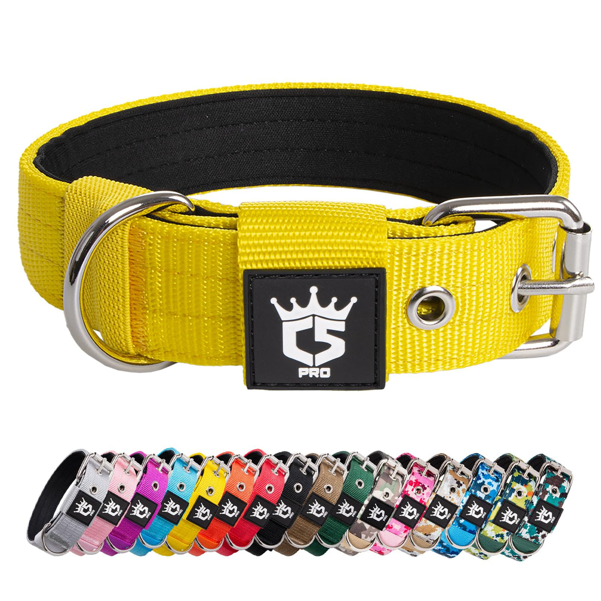 TSPRO tactical dog collar with four-point adjustment for a snug, secure fit on walks.
