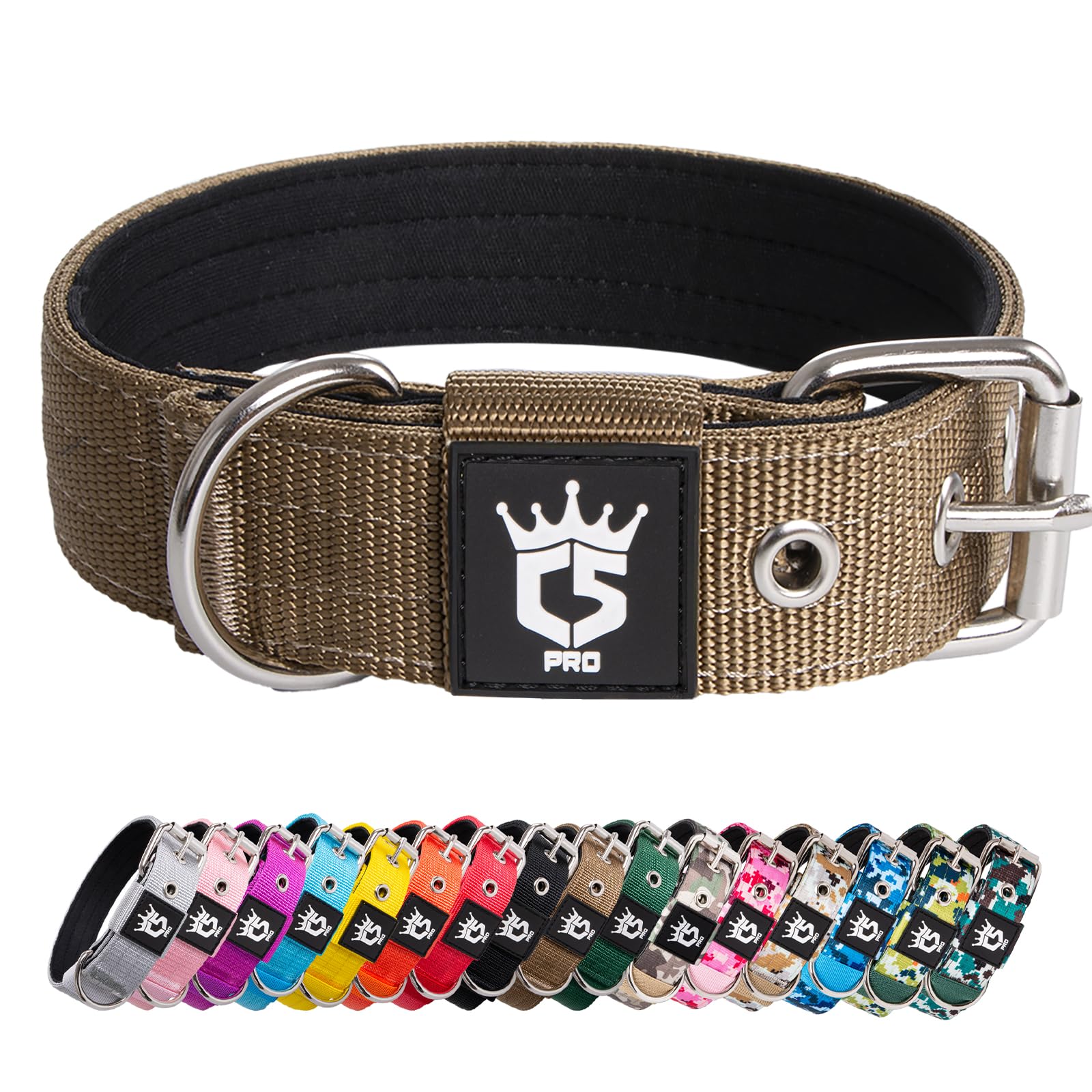 TSPRO Tactical Dog Collar D-Ring closeup shows secure leash attachment for training.