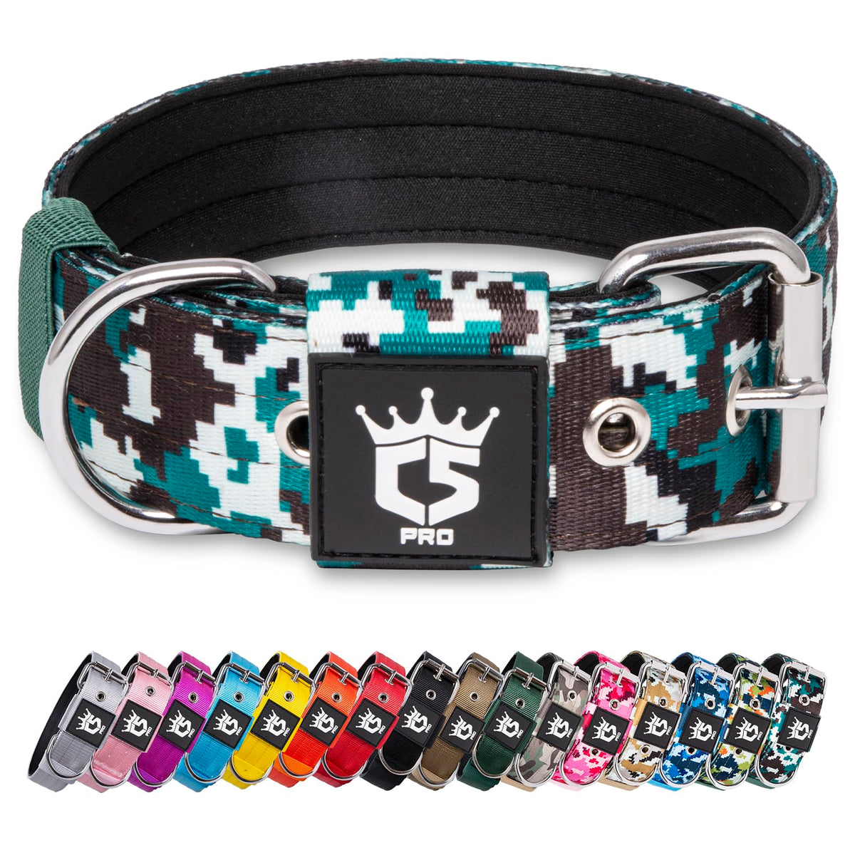 TSPRO Tactical Dog Collar with four-point adjustment supports a snug, chafe-free fit.