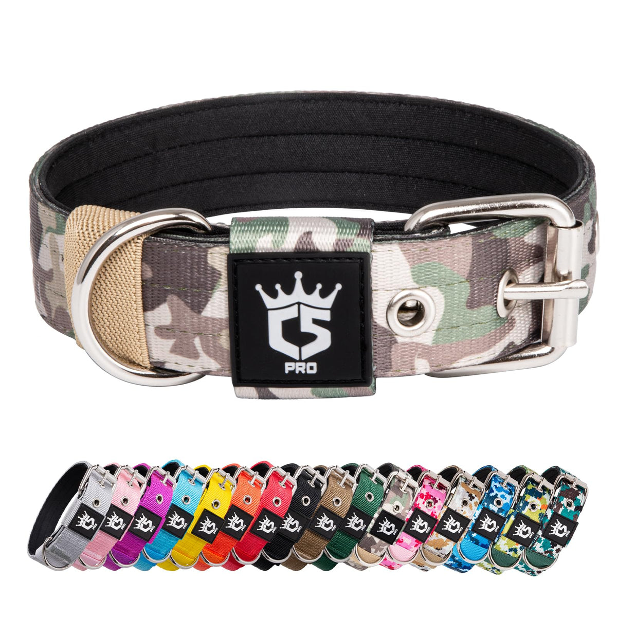 TSPRO tactical dog collar with heavy-duty buckle for secure daily wear.
