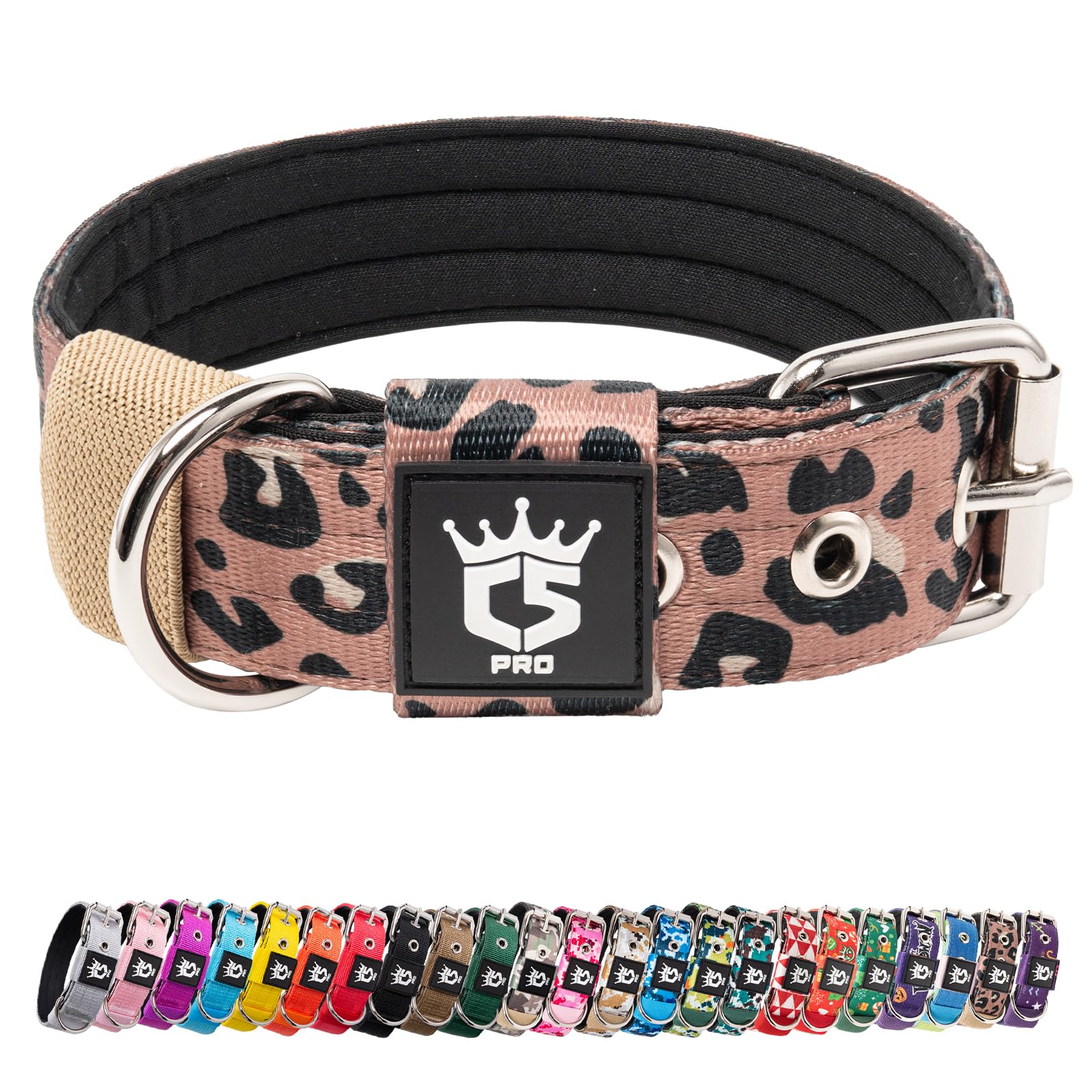 TSPRO Tactical Dog Collar leopard print close-up showing durable everyday wear