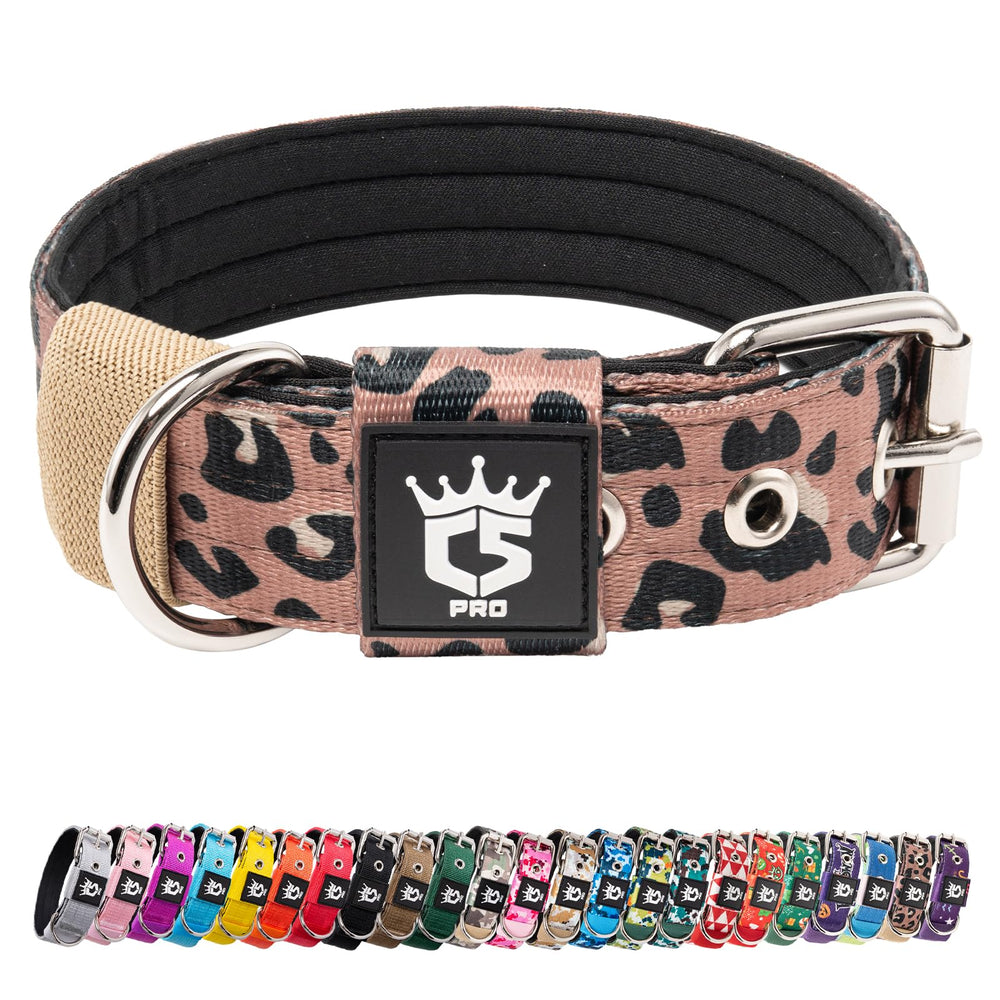 TSPRO Tactical Dog Collar leopard print close-up showing durable everyday wear