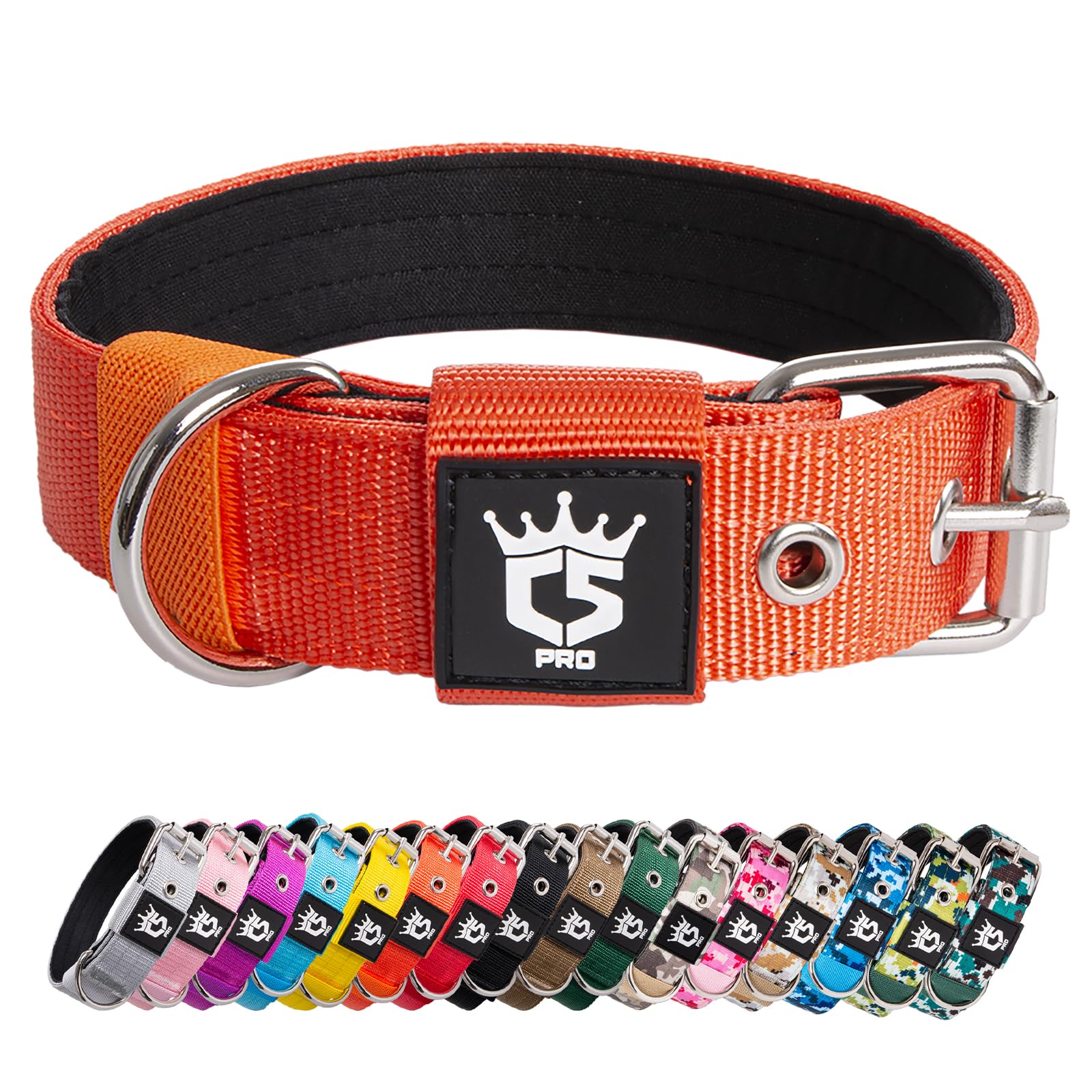 TSPRO Tactical Dog Collar orange full view for outdoor adventures