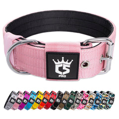 TSPRO tactical dog collar pink heavy-duty buckle for secure leash attachment.