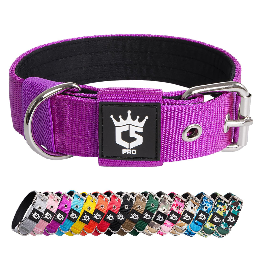 TSPRO Tactical Dog Collar purple close-up shows rugged construction for daily walks.