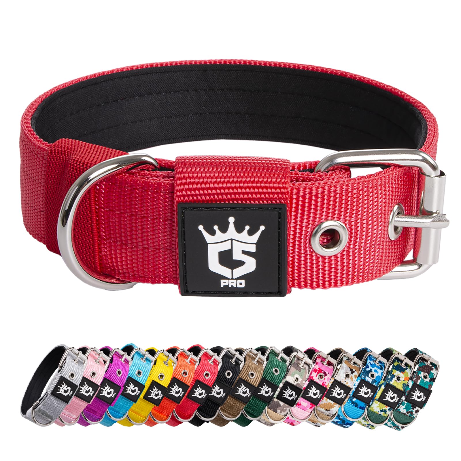 TSPRO Tactical Dog Collar red S front view highlighting durable, everyday-wear design