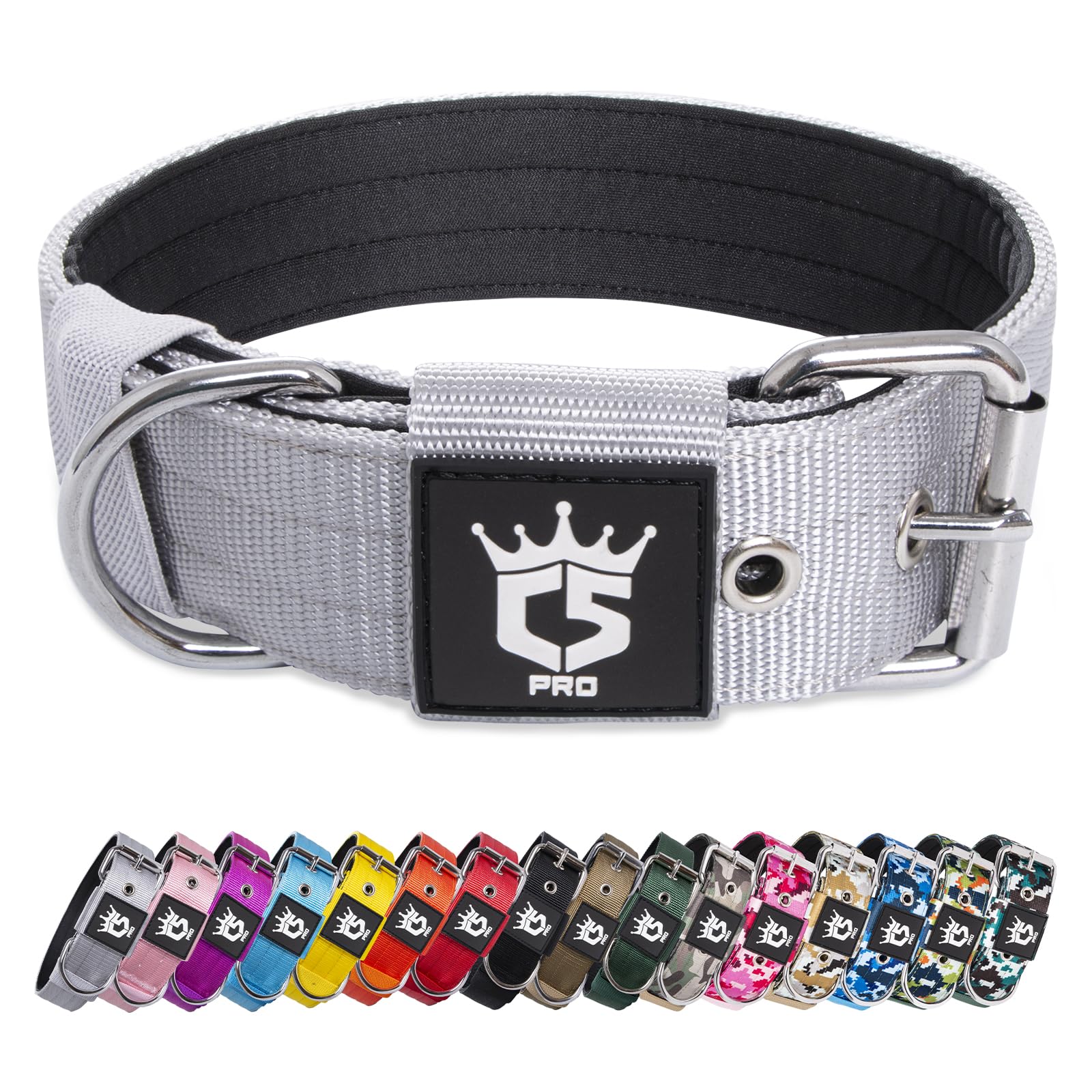 TSPRO Tactical Dog Collar wide 1.5-inch metal buckle for secure daily wear