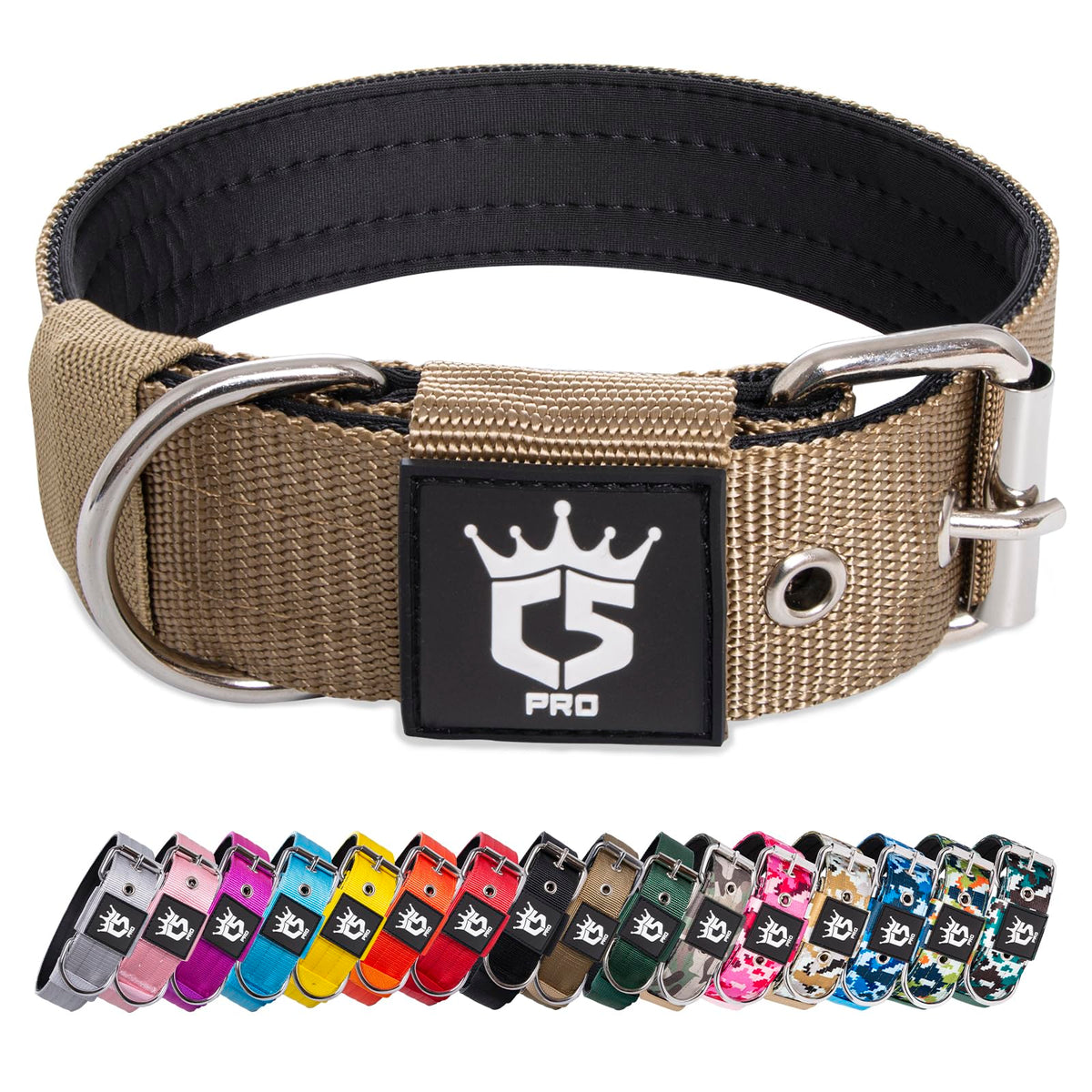 TSPRO Tactical Dog Collar wide nylon durability for daily outdoor use.