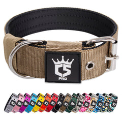 TSPRO tactical dog collar wide-nylon khaki close-up for comfortable daily wear