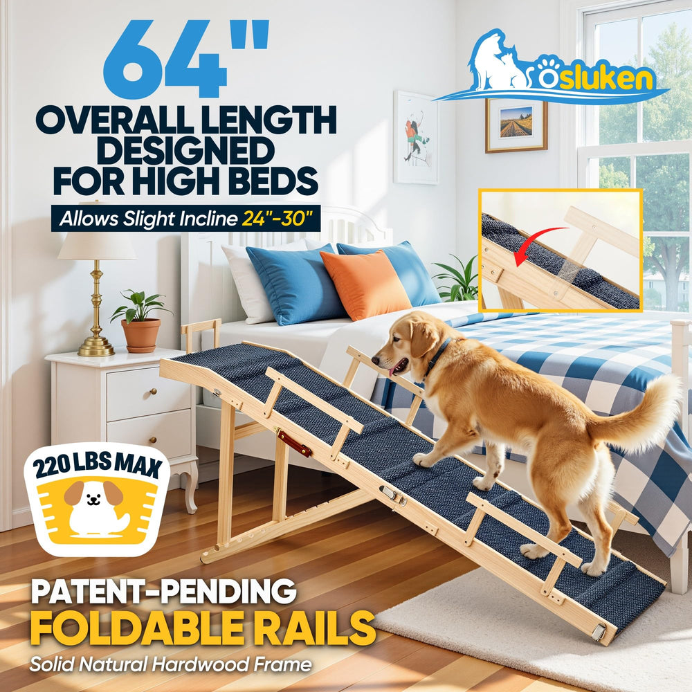 Tsukiko dog ramp sturdy wood frame supports up to 220 pounds