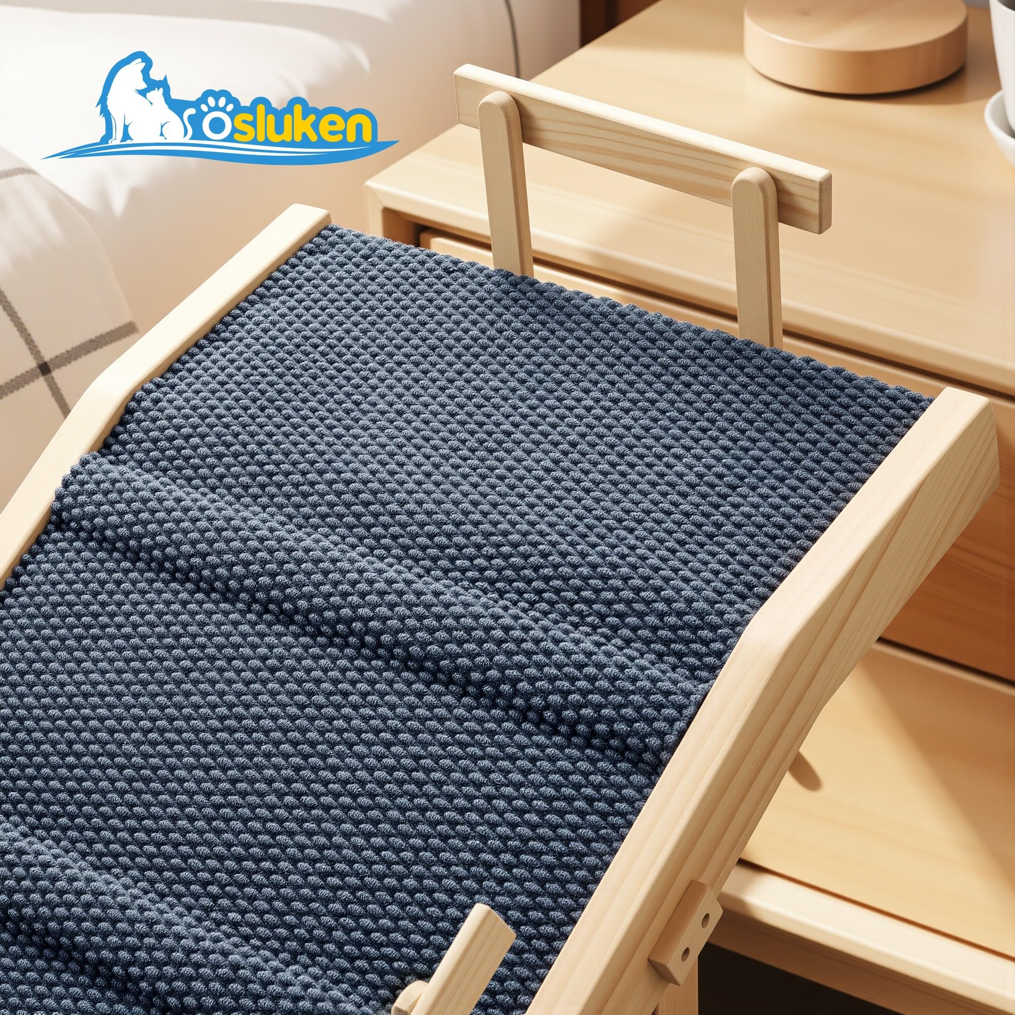 Tsukiko dog ramp folded for compact storage when not in use