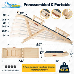 Tsukiko dog ramp shows six height options for beds, sofas, and cars