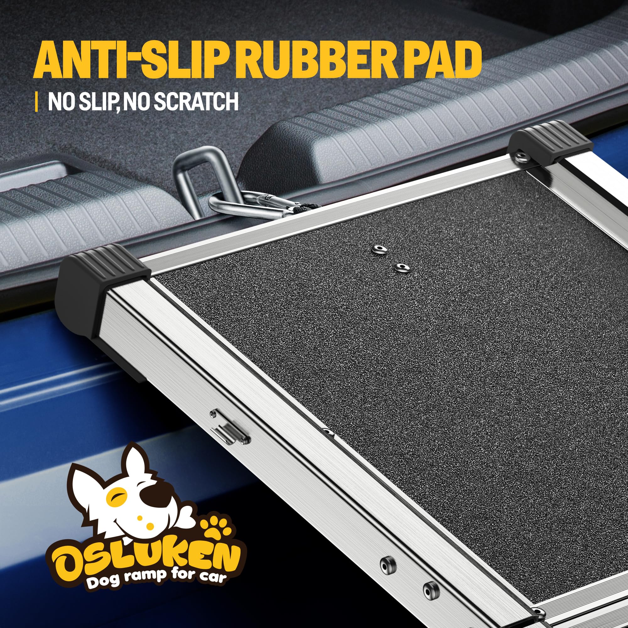 Tsukiko dog ramp non-slip surface improves paw grip and footing during loading.