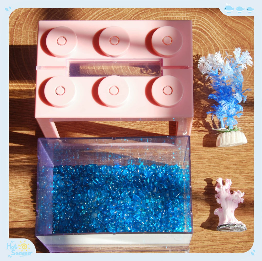 Tsxurepaw stackable betta tank side view highlights cube form for desks