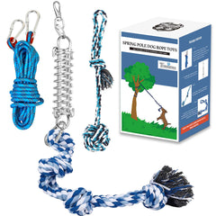 TT TRSMIMA Spring Pole dog toy assembly shows easy outdoor setup for active play.