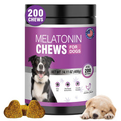 TTIXRL Calming Melatonin for Dogs bottle showing chews for relaxed evenings