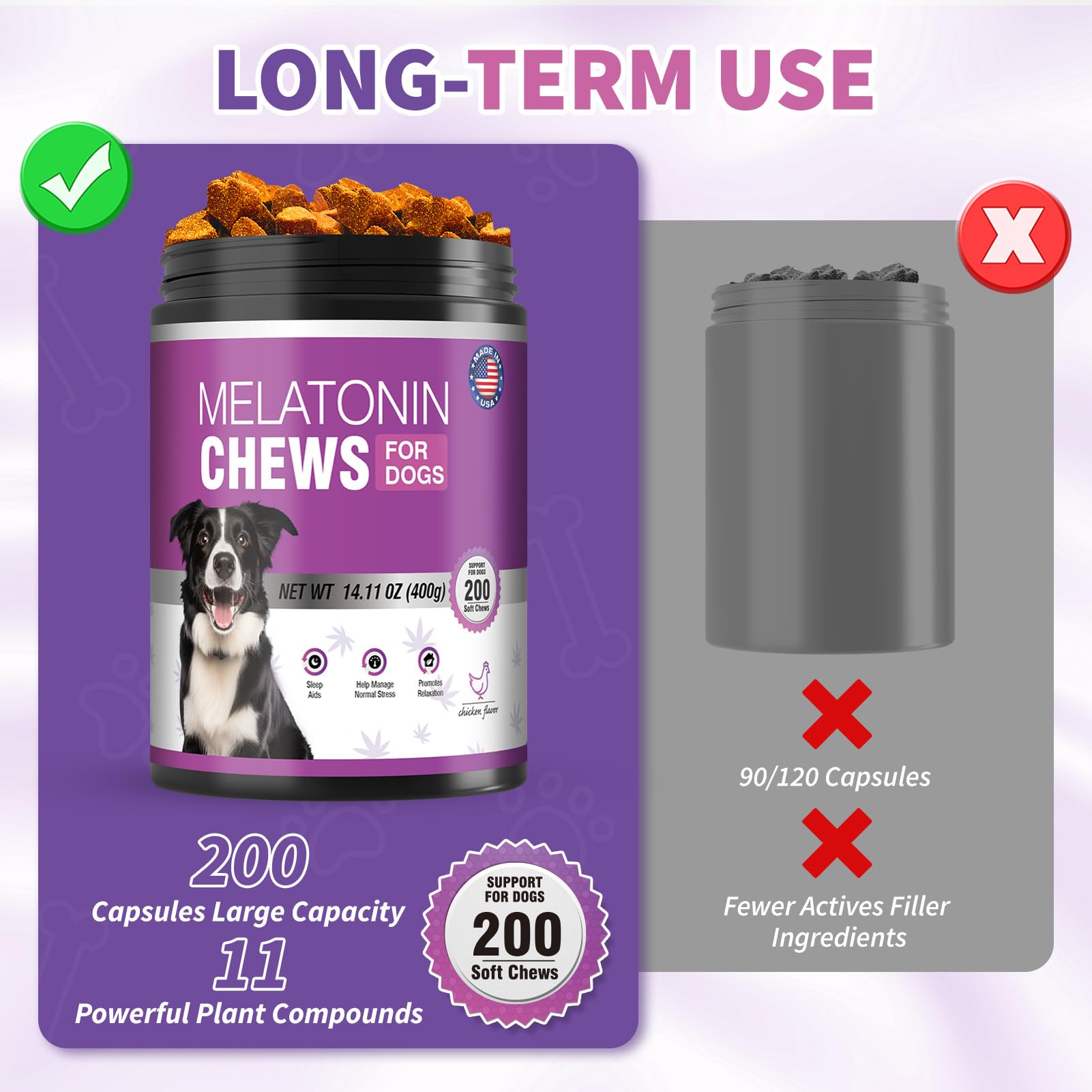 TTIXRL Calming melatonin bottle beside a sleeping dog for better nightly rest