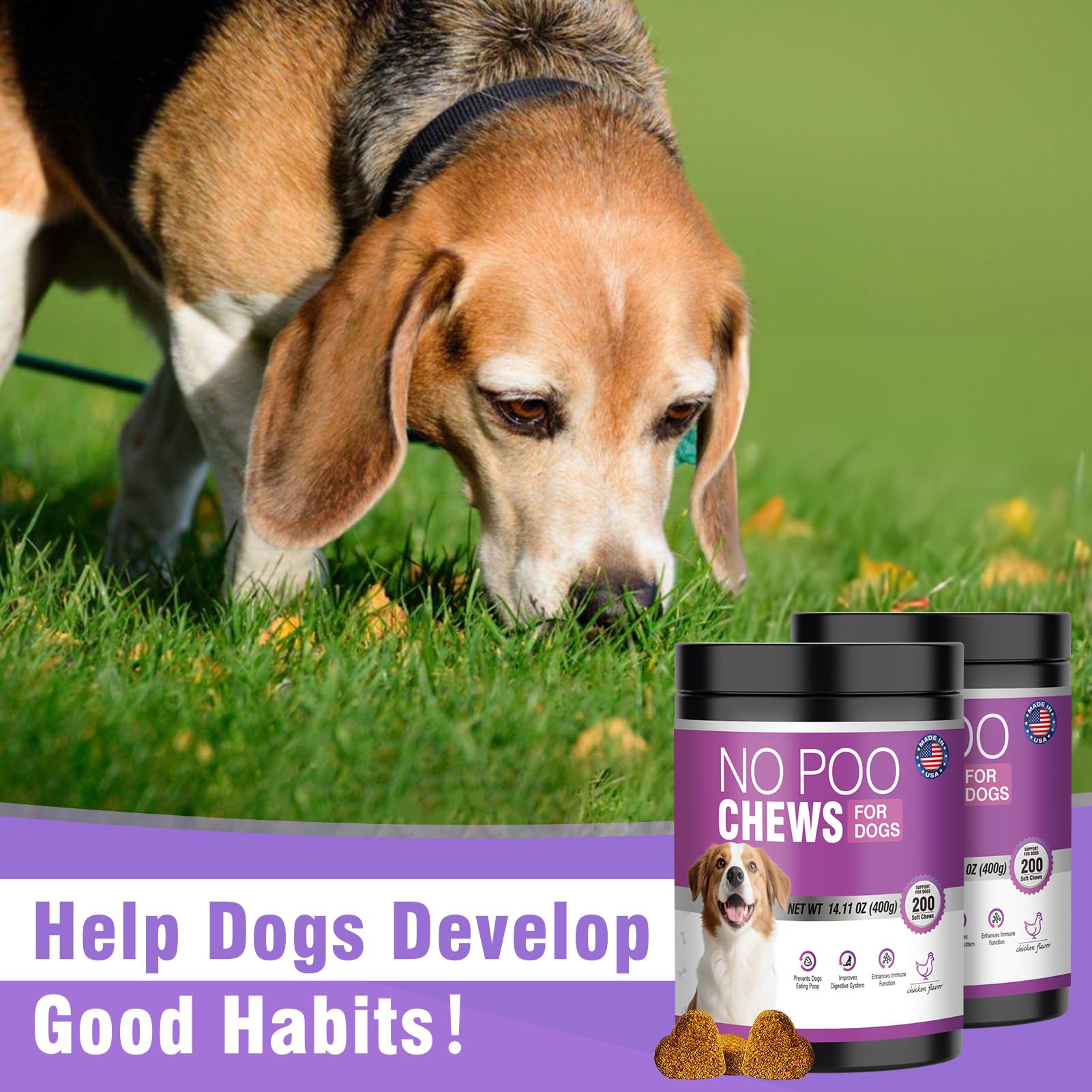 TTIXRL weight-based-dog-dosage-stool-deterrent shows customizable dosing by size
