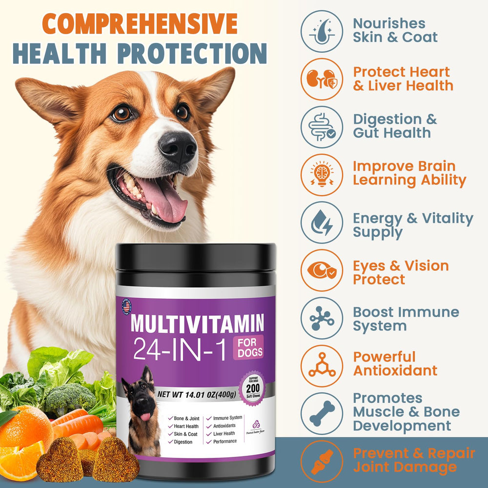 TTLXBL 24in1 dog vitamins chews close-up with peanut butter flavor for palatability