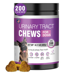TTLXBL Dog UTI Cranberry Chews bottle shows daily urinary health support.