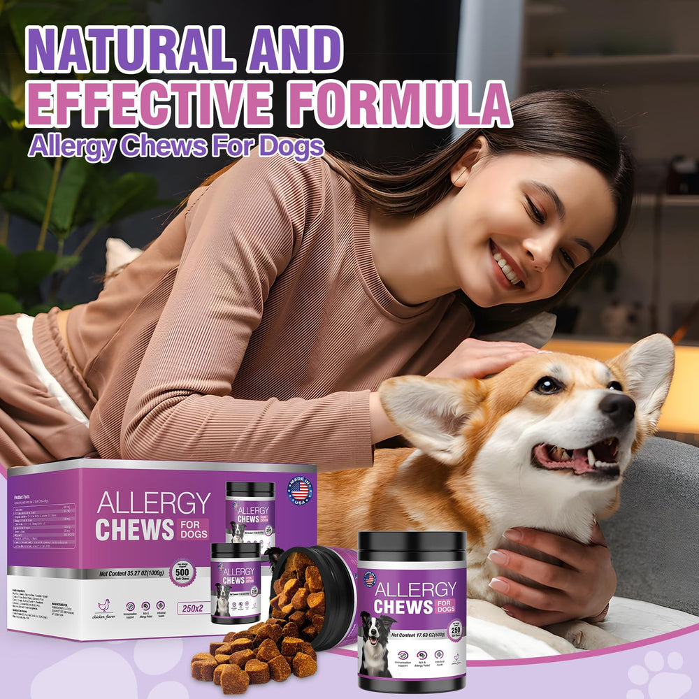 TTLXRI Dog Allergy Chews serving portion scooping daily dose.