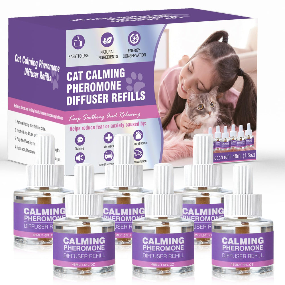 TTLXRL cat pheromone diffuser refill 6-pack 48ml for lasting calm in homes.
