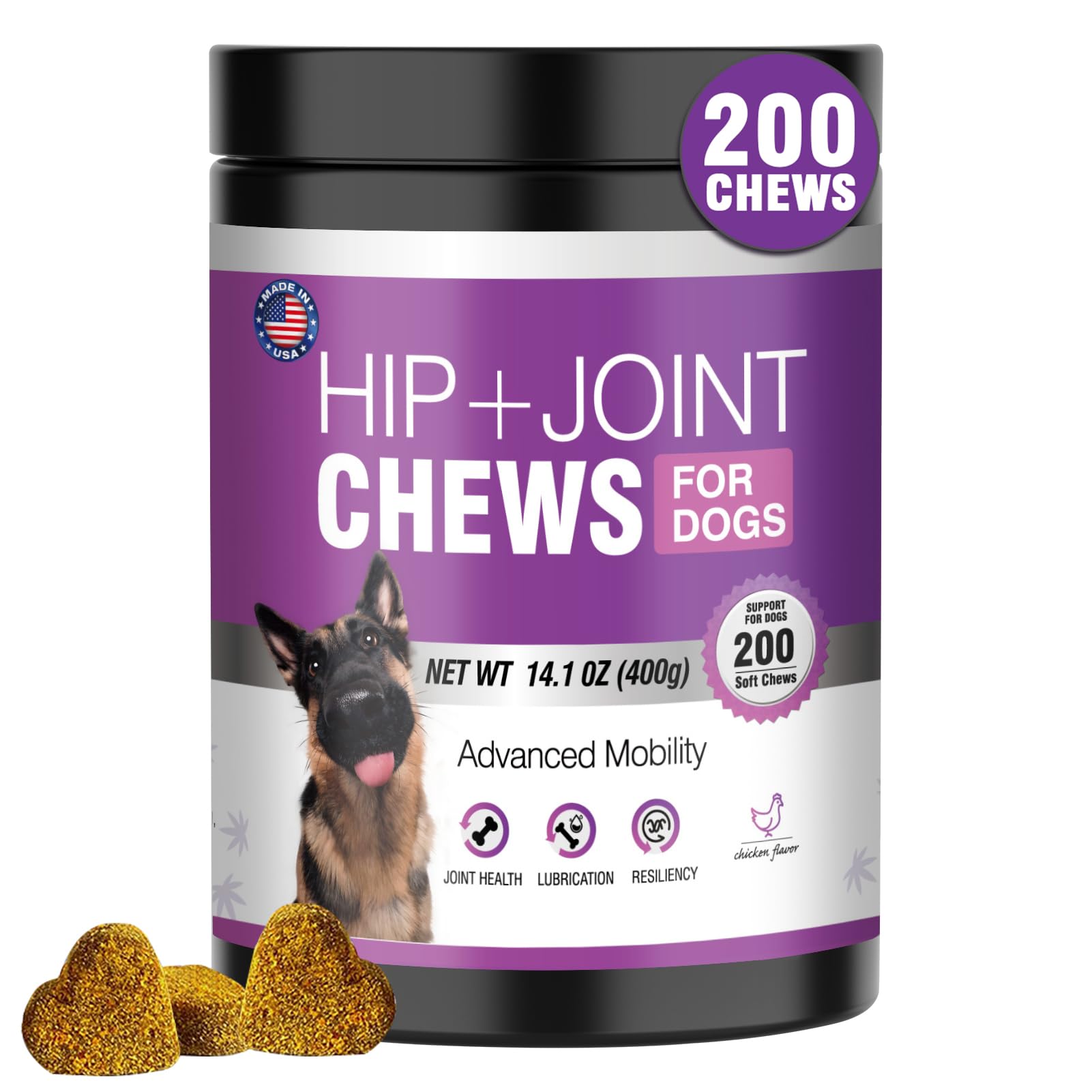 TTLXRL Glucosamine for Dogs bottle pour demonstrates convenient dosing for ongoing joint support
