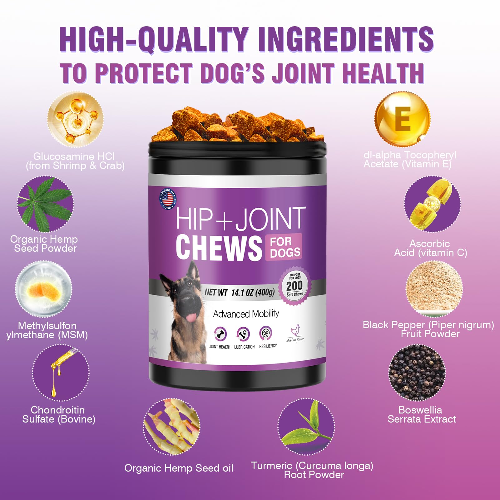 TTLXRL Glucosamine dog mobility action captures dogs moving with comfort