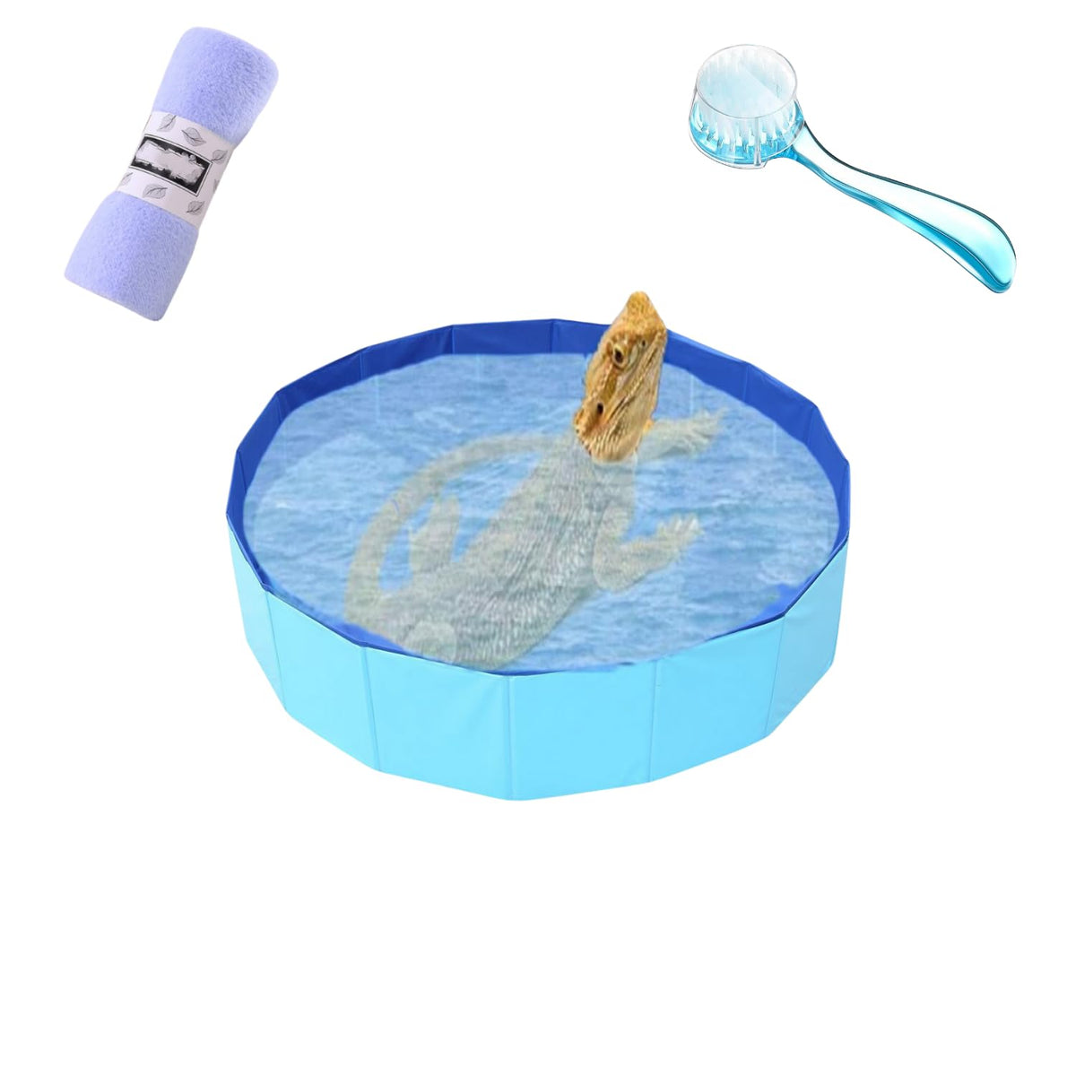 TTMIMIK foldable bearded dragon bath tub ready for travel and storage