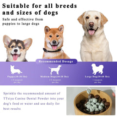 TTsiya dog teeth cleaning powder green tea ingredients highlight natural plaque fighting power.