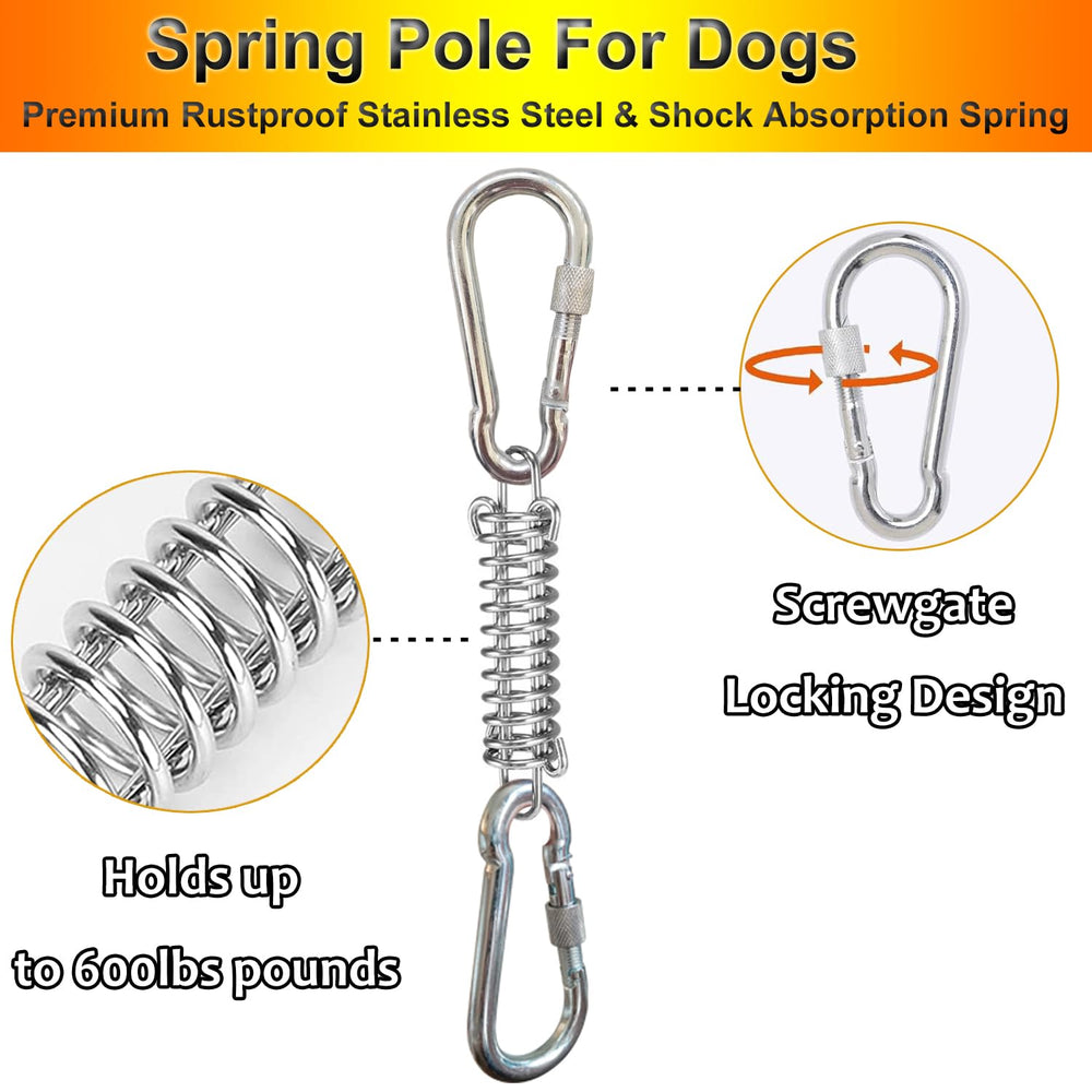 TUAHOO dog tug bungee wood beam setup captures sturdy mounting for yard play.