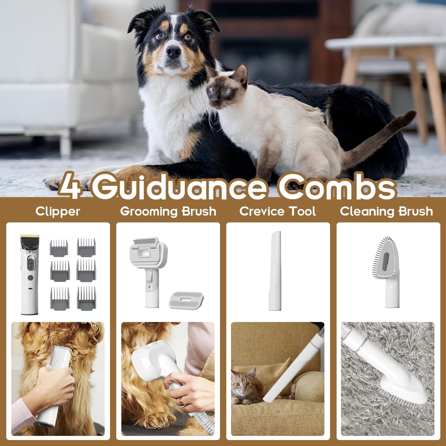 Tuanchuanrp dog grooming kit electric-clipper provides precise clipping with gentle skin contact.