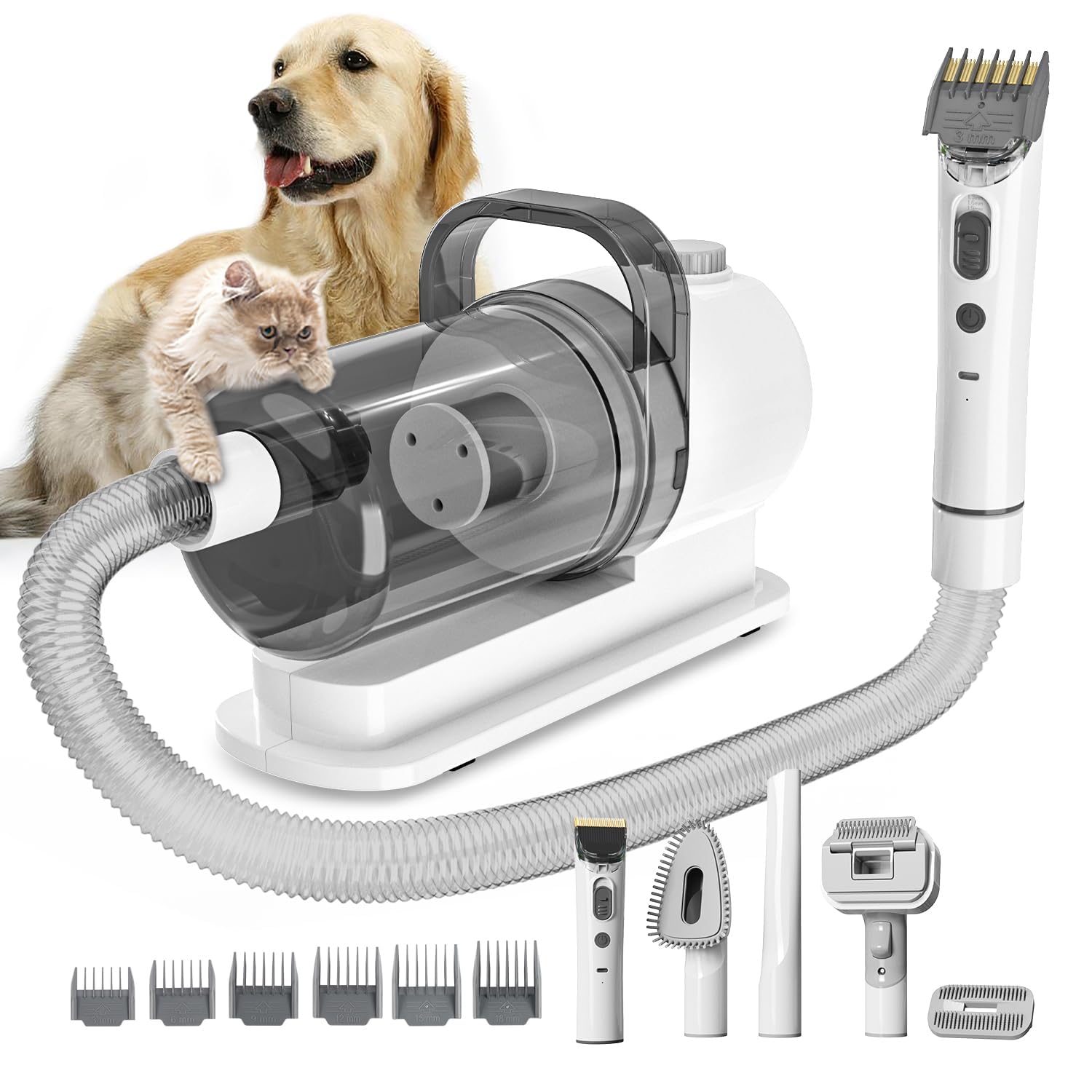 Tuanchuanrp dog grooming kit attachments with adjustable combs enable precise length trimming.