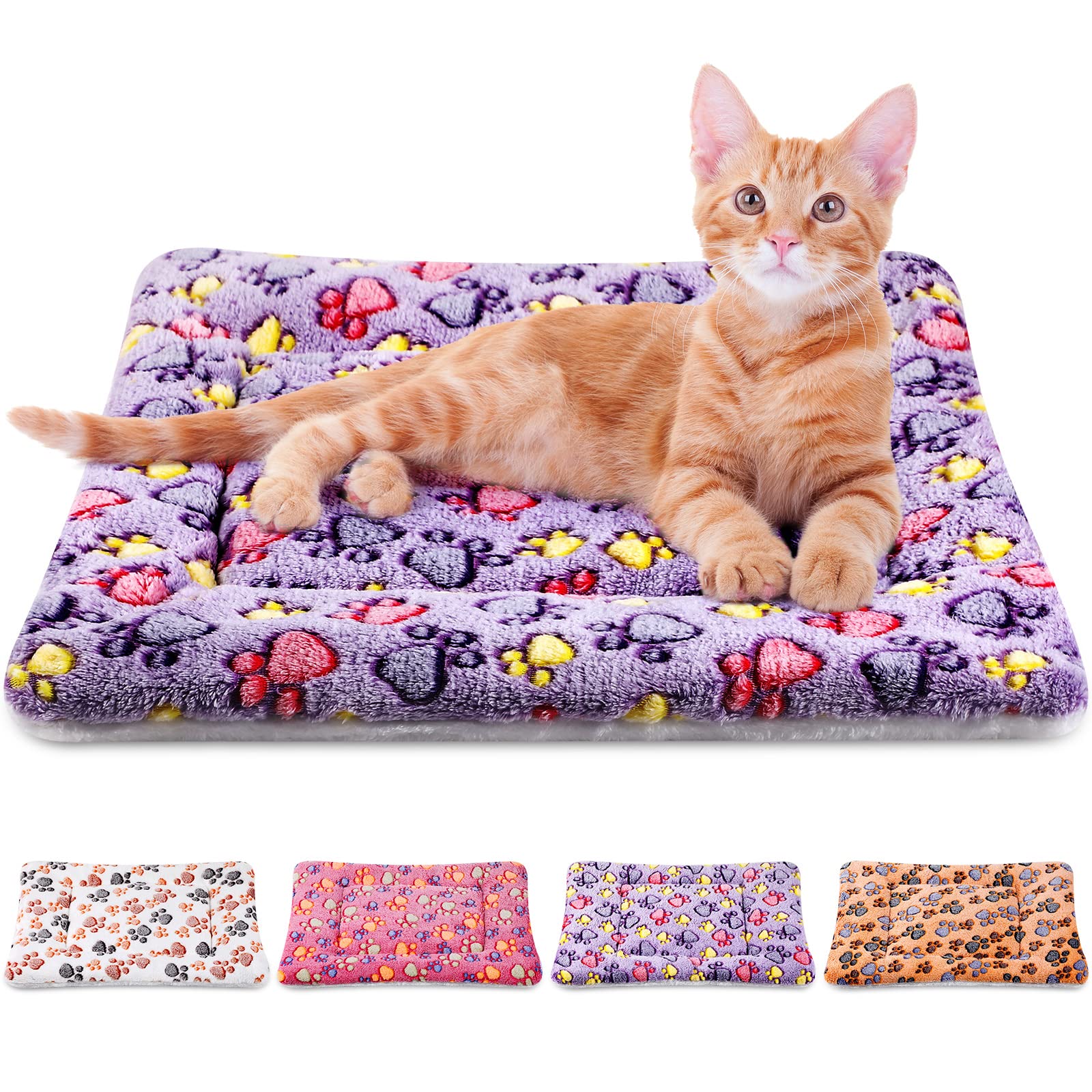 Tuanse 4-pack ultra-soft bed mats with paw patterns for cozy small-pet rests.