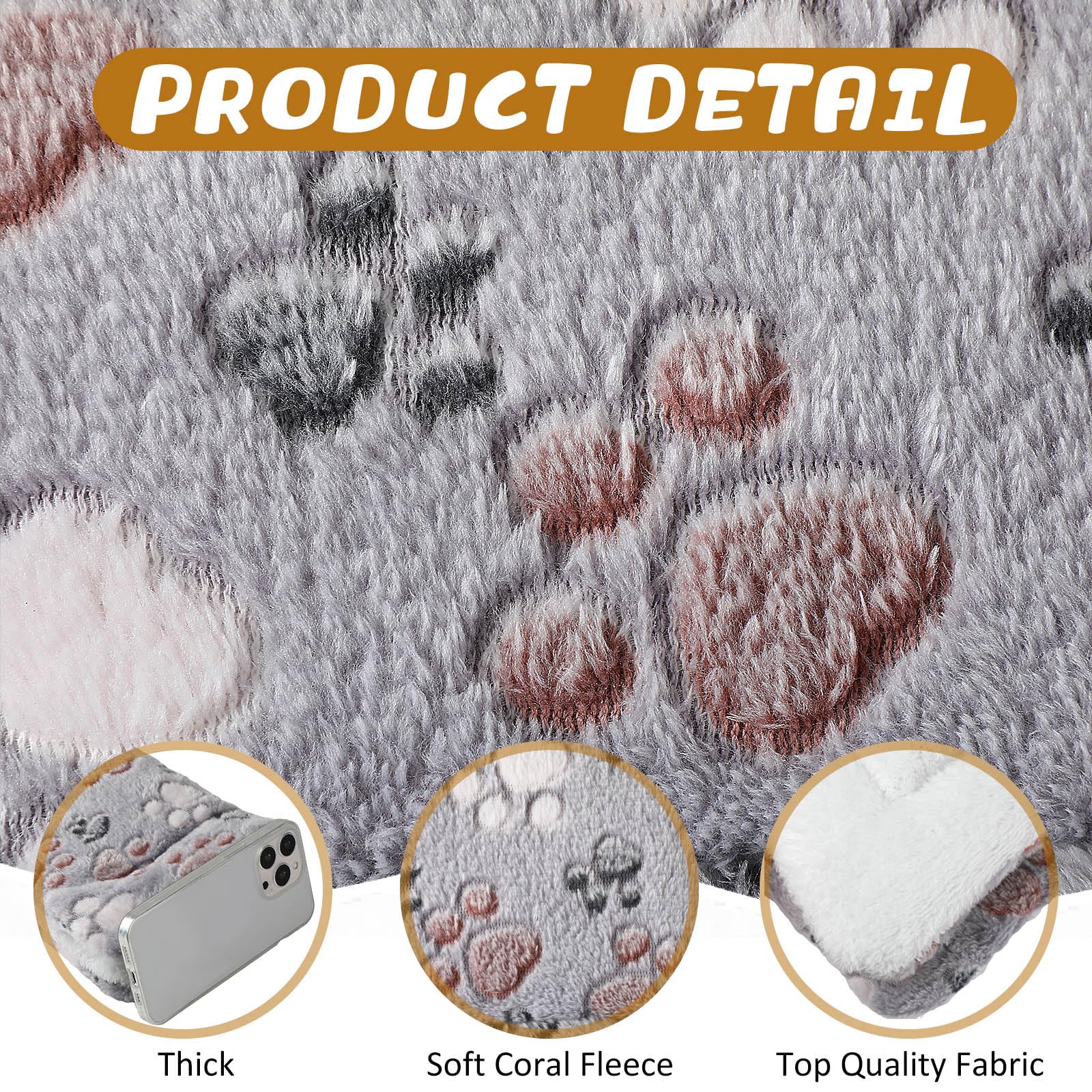 Tuanse paw-pattern prints on soft bed mats for pets