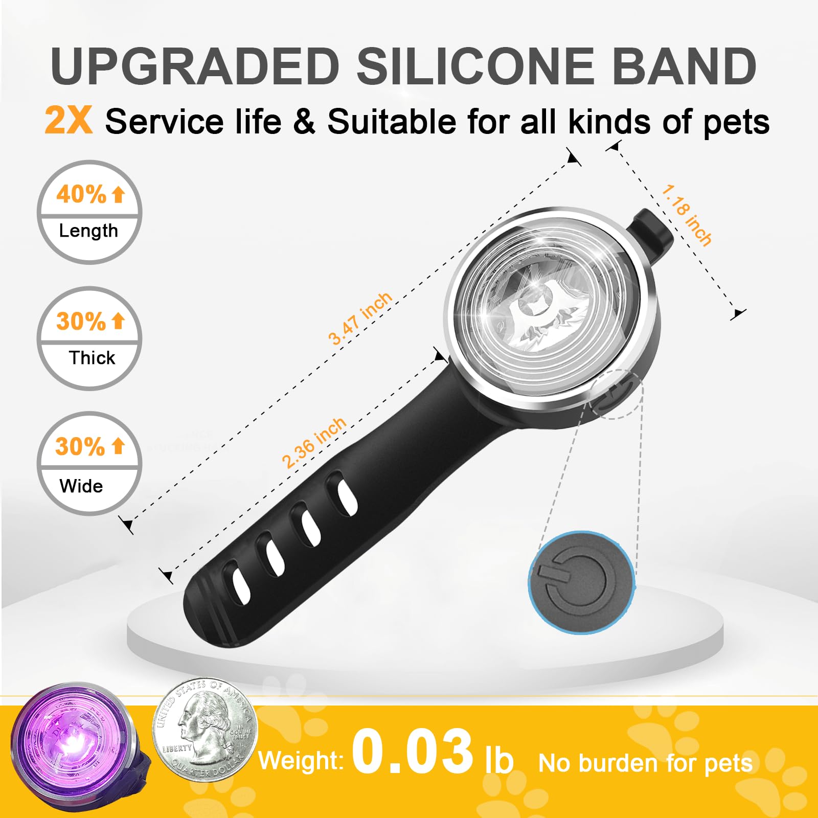 Tubasion USB-C rechargeable dog light delivering long battery life
