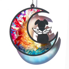Tubuui dog memorial suncatcher front view shows resin-wood craft for sunlit remembrance indoors or outdoors