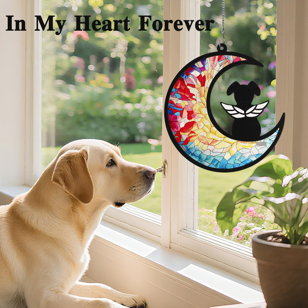 Tubuui dog memorial suncatcher sunlit patterns create warm color reflections for comforting spaces